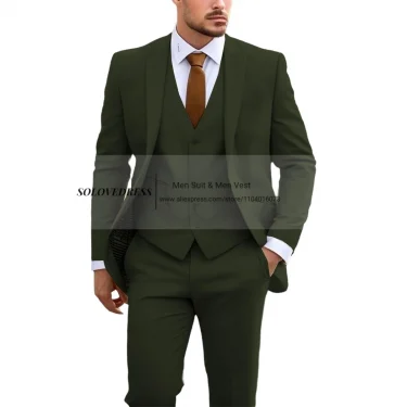 New Formal Occasion Men Suit Business Tuxedos Groom Groomsman Wedding Party Prom Male 3 Piece Set Blazer Vest Pants 3