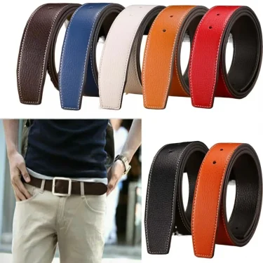 3.7cm Luxury Replace Strap Durable Trouser Jeans Belt Decor Waistband No Buckle Belt Leather Belt Strap Genuine Leather 1