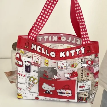 Girl Kitty Cat PVC Handbag Cute Transparent Waterproof Large Capacity Swimming Bag 2