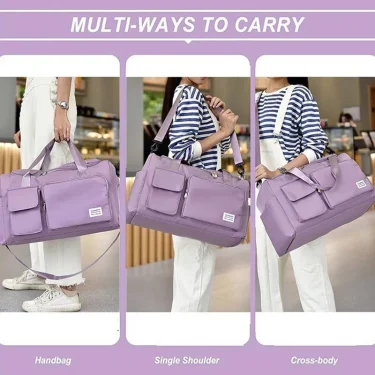 Travel Bag Duffle Handbag Women Shoulder Bag Large Capacity Shoe Compartment Waterproof Sports Fitness Bags Ladies Crossbody Bag 5