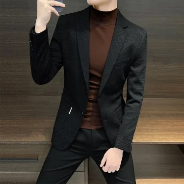 Male Business Blazer Spring Autumn Single Breasted Coat New In High Quality Fashionable Simple Clothing Men's Suit Dress Jackets 2