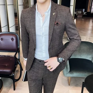 hemp Suit (Blazer+ Pants) Men's Boutique Fashion, Business Gentleman, Slim Fit, Outdoor Wedding, Handsome Trend, Banquet Suit 2