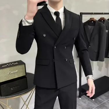 Wedding 2 Piece Outfit Set Male Slim Fit Full Men's Suits and Blazers Dress Formal Groom Clothes Elegant Spring Autumn Luxury 2