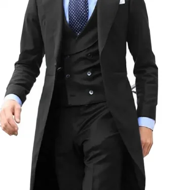 3 Pieces New Arrivel Long Coat Designs Chinese Red Men Suit Gentle Tuxedo Prom Blazer Custom (Jacket+Vest+Pants) 1