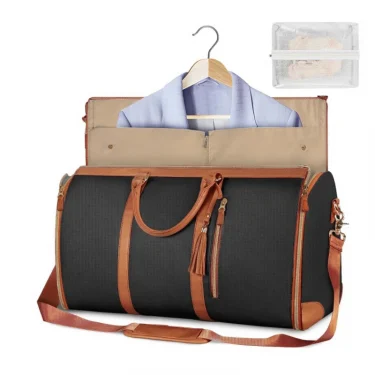 1pc Foldable Women's Travel Convenient Carry-on Clothing Bag Large PU Leather Duffel Bag Women's Business Travel Bag 5