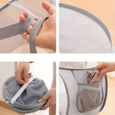 Extra-Large Mesh Laundry Hamper with Handles Foldable Versatile Storage Bag for Dirty Clothes in Multiple Rooms Laundry Baskets 4