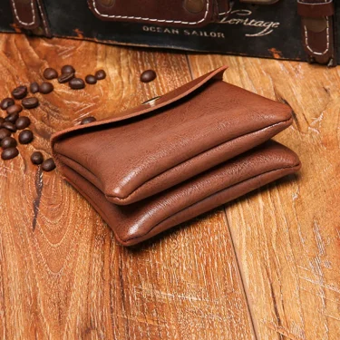 Double Layer Credit ID Card Holder Slim Leather Wallet with Coin Pocket Man Money Bag Case for Men Mini Women Business Purse 6