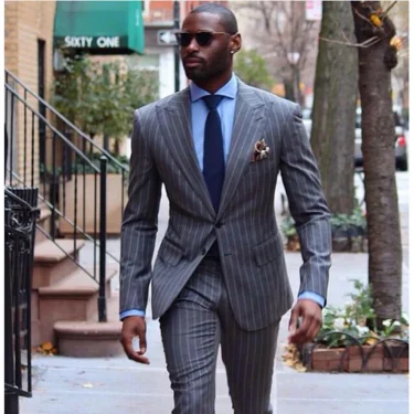 Men's Stripe 2 Piece Suit Slim Fit Business Wedding Party Jacket & Pants Groom Business Tuxedos men suits wedding prom suits 2