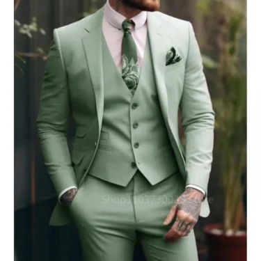 Formal Wedding Suits for Mens Casual Business Suit High-end Slim Fit Party Prom Suit 3 Pcs Set Groom Tuxedos (Jacket+Vest+Pants) 1