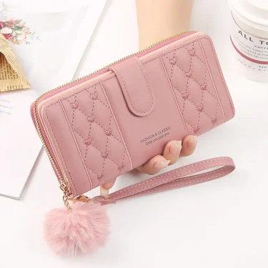 Women Long Wallet Pu Leather Card Holder Large Capacity Hasp Zipper Coin Purse Multi Card Organizer Cell Phone Wristlet Handbag 1