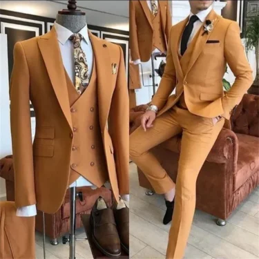 3 Pieces Groom Wear Green Men Suits 2023 Slim Fit Peak Lapel One Button Wedding Tuxedo Terno Masculino (Jacket+Pants+Vest+Tie） 2