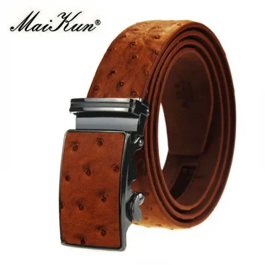 Maikun Luxury Leather Belt for Men Original Designt Ostrich Grain Automatic Buckle Belt Ceinture Homme Cinto Masculino 1