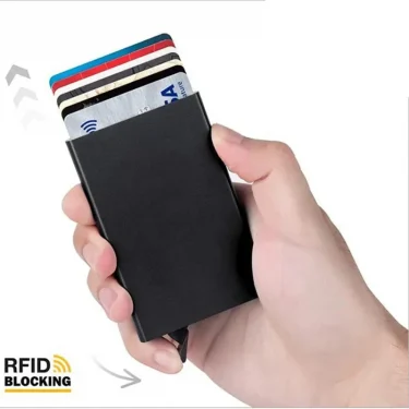 Rfid Smart Wallet Card Holder Metal Thin Slim Men Women Wallets Pop Up Minimalist Wallet Small Black Purse Vallet Walets for Men 2