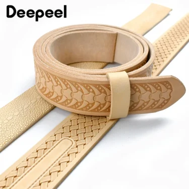 1Pc 3.8cm Wide Embossed Mens Belt Body Luxury Brands Genuine Leather Belts Man First Layer Cowhide Waistband DIY Handmade Crafts 2