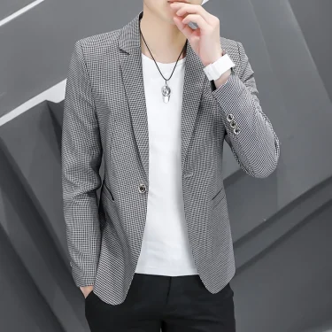 High Quality Men's Plaid Suits&Blazers Coats 2025 Spring Autumn Business Casual Slim Fit Jackets Outwear Small Suit Top Clothing 4