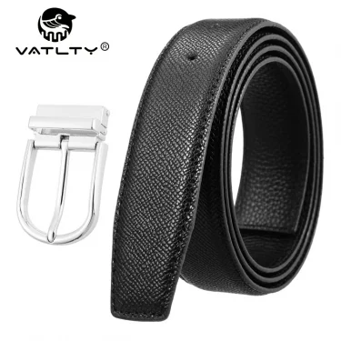 VATLTY 3.4cm Trouser Belt for Men Natural Cowhide 130cm Black Casual Belt Solid Metal Pin Buckle Leather Girdles Male Gifts 1