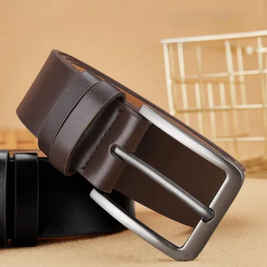 An Elegant Men's Casual Business Style Belt，Equipped with Square Alloy Buckle，Durable Anti-Stretch Imitation Leather，Suitable fo 4