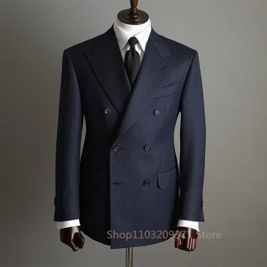 Formal Suit Set Fashion Buttons Pockets Blazer Men Business Suit Set Formal Turndown Collar Suit for Dating Groom Formal Tuxedos 2