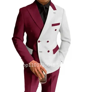 2 Piece Fashion Style Wedding Men Suits Slim Fit Peak Lapel Blazer Pants Formal Business Groom Wear Tuxedos Costume Homme 5