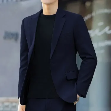 Slim Fit Solid Color 2 Piece Outfit Set Man High Quality 2024 Full Suit for Men Fashion Casual Pants Ceremony Clothes Blazer 2