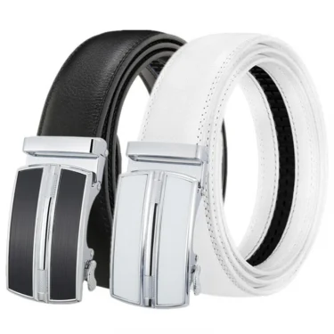 White Black Elegant Business Leisure Men's Automatic Buckle Belt Famous Brand Luxury Designer Genuine Leather Jeans Belts 1