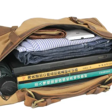 Vintage Retro military Canvas + Leather men travel bags luggage bags men weekend Bag Overnight duffle bags tote Leisure M314# 5