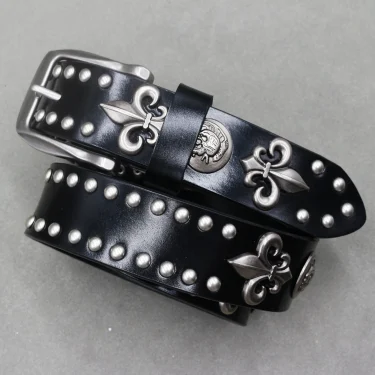 Metal Rivet Belt Luxury Designers Men Rivet Punk Belt Cow Genuine Leather Cintos Masculinos Male Women Rock Hip Hop Strap Waist 6