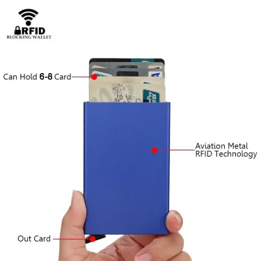 Rfid Smart Wallet Card Holder Metal Thin Slim Men Women Wallets Pop Up Minimalist Wallet Small Black Purse Vallet Walets for Men 5
