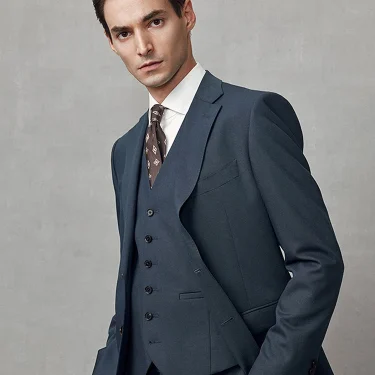9% Wool Luxury Blue Formal Suits Set For Men Casual Wedding Groom Wear Blazer Vest Pant Sets Spring Autumn 4 Seasons Clothing 58 5