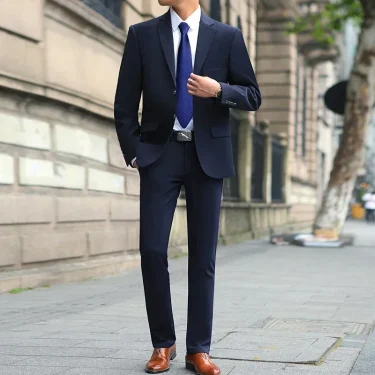 Men's Spring Fashion Solid Color Suit And Pants Two-Piece Set Handsome Wedding Dress Business Tooling All-Match Elegant 2