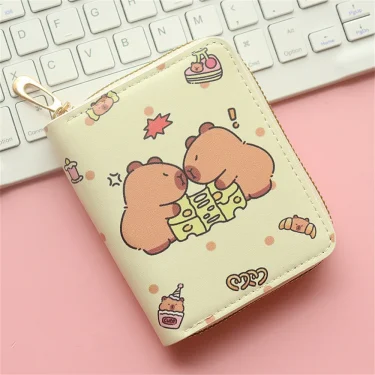 ISKYBOB Cute Cartoon Capybara Coin Purse Money ID Credit Card Holder PU Leather Short Zipper Wallets for Girls Students Gift 5