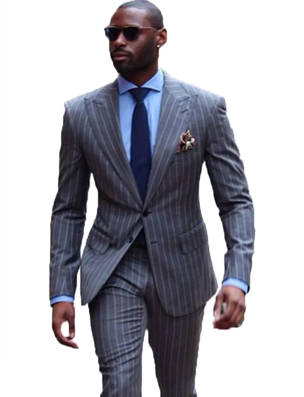 Men's Stripe 2 Piece Suit Slim Fit Business Wedding Party Jacket & Pants Groom Business Tuxedos men suits wedding prom suits 1
