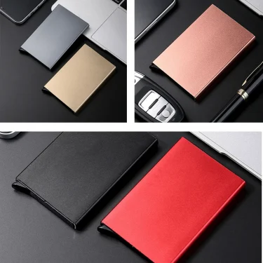 Slim Pop Up Wallet Minimalist Credit Card Holder For Men Women RFID Blocking Mini Metal Case 3