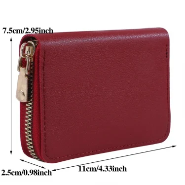 New Casual Wallet Multi-Slot Card Holder Zipper Coin Purse Small Clutch PU Money Bag Purse Cardholder Wallets for Men and Women 6