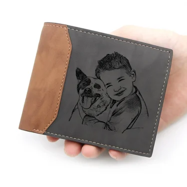 Personalized Engraved Photo Wallet for Husband - Custom Father's Day Gift with Picture & Name, Stylish Bifold Design 1