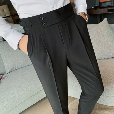 Man Suits Pants High Waist Social Tailoring Straight Business Korean Style Clothes Dress Trousers for Men Quality Formal Stylish 2