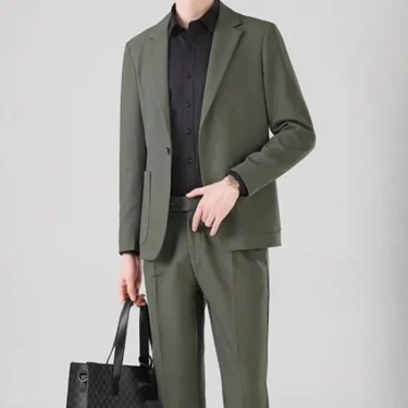 Full Suit for Men Dress Business Korean 2 Piece Outfit Set Man Formal Pants Ceremony Elegant Spring Autumn Blazer New In Casual 4