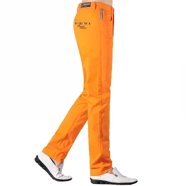 New Spring Summer Men's Orange pants Full Casual Fashion Straight Stretch Embroidery Man Trousers Business Pants Big Size 28-38 1