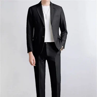 Double Breasted Blazer Fashion Full Suit for Men Casual Luxury Pants Elegant Clothing Spring Autumn Youth 2 Piece Outfit Set Man 4