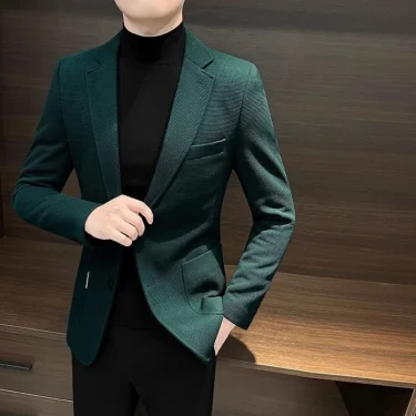 Male Business Blazer Spring Autumn Single Breasted Coat New In High Quality Fashionable Simple Clothing Men's Suit Dress Jackets 6