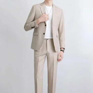 Double Breasted Blazer Fashion Full Suit for Men Casual Luxury Pants Elegant Clothing Spring Autumn Youth 2 Piece Outfit Set Man 3