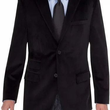 Black Velvet Men's Suit Blazer Two Buttons Slim Fit Notch Lapel Jacket for Wedding Business Only One Coat 1