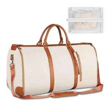 1pc Foldable Women's Travel Convenient Carry-on Clothing Bag Large PU Leather Duffel Bag Women's Business Travel Bag 6