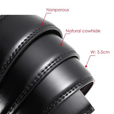 VATLTY 2021 No Buckle Leather Belt for Men 3.5cm Natural Cowhide Trouser Belt Non-porous Black Belt Girdles Male Gifts 5