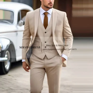 New Formal Occasion Men Suit Business Tuxedos Groom Groomsman Wedding Party Prom Male 3 Piece Set Blazer Vest Pants 2