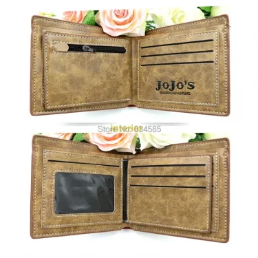 Anime JoJo Bizarre Adventure Khaki Men's Wallets Kujo Jotaro Women Coin Purse 5
