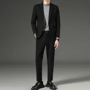 Wedding Blazer Groom Slim Fit Spring Autumn 2 Piece Outfit Set Man Casual Trends Costumes New In Ceremony Full Suit for Men 2