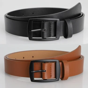 New Men's High-Quality PU Leather Belt Metal Pin Buckle Belt Leisure Business Waistband Fashionable Lady Accessory Designer Belt 1
