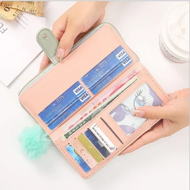 Women Long Wallet Pu Leather Card Holder Large Capacity Hasp Zipper Coin Purse Multi Card Organizer Cell Phone Wristlet Handbag 3