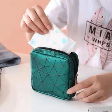Sanitary Napkin Storage Bag, Leather Waterproof Feminine Period Bag with Zipper for Teen Girls Women, Small Makeup Pouch, Wallet 1
